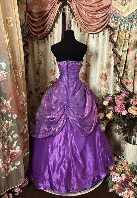 A Line Purple Strapless Prom Gown Unique Long Evening Dresses    cg25330