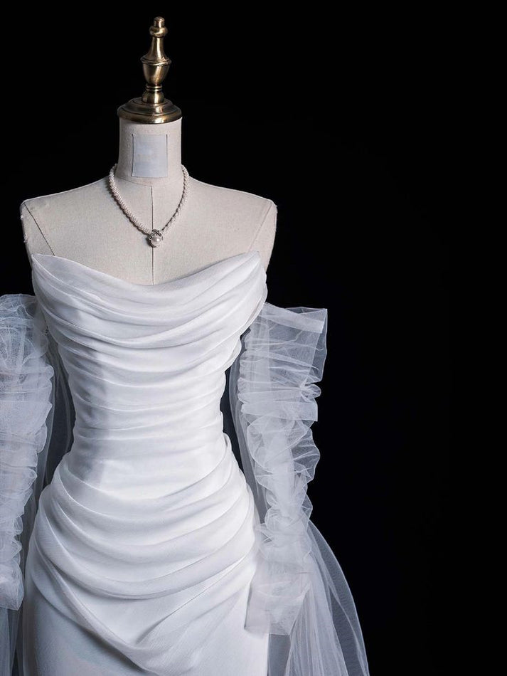 Elegant White Mermaid Long Wedding Dresses For Princess Brides main image 1