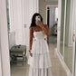 White Spaghetti Straps Long Evening Dress Glam Prom Dress Formal Gown      cg25291