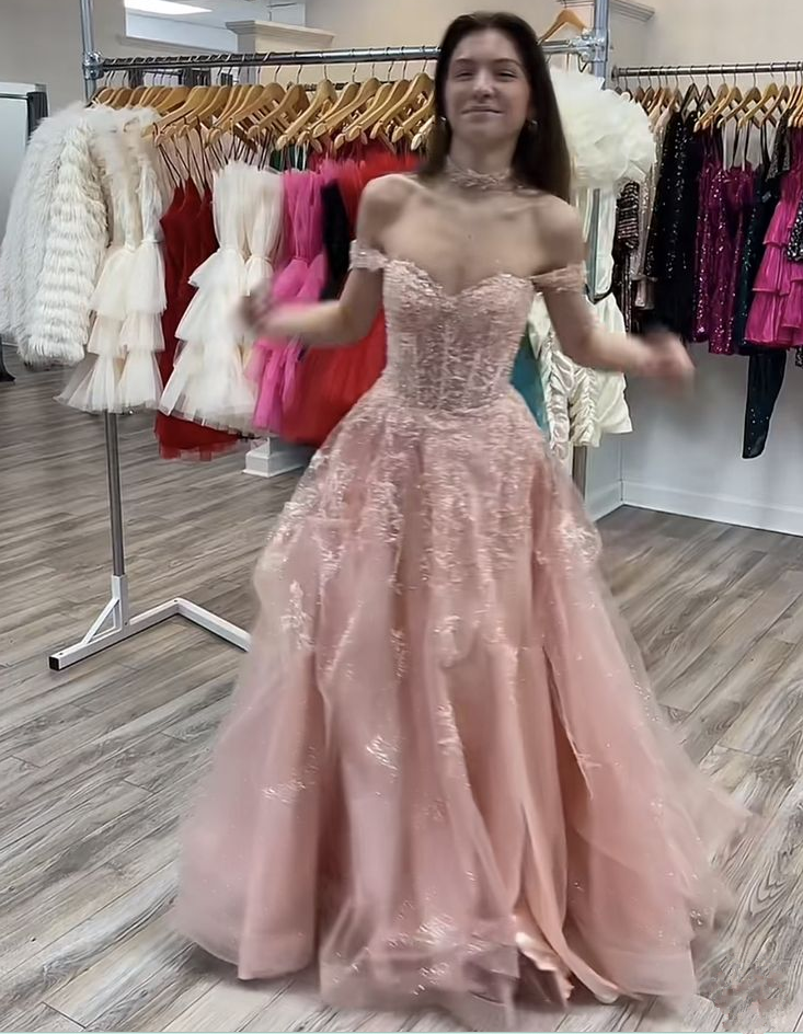 A Lin Pink Off Shoulder Prom Dresses Evening Formal Dress    cg25317