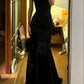 Spaghetti Straps Black Sexy Long Prom Dresses       cg25149