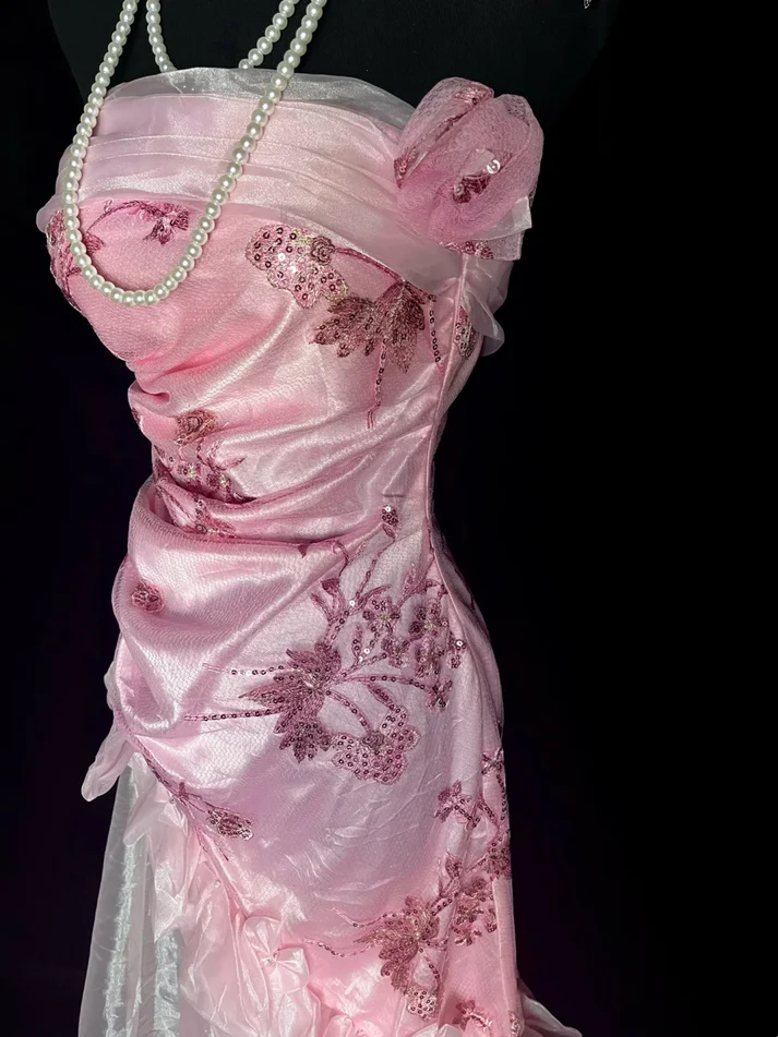 Unique Sheath Strapless Pink Tea Length Formal 7th Grade Homecoming Dresses Middle School Mid Length Prom Dress Hoco Outfits cg26230