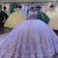 Glittering Lavender Quinceanera Dress Ball Gown Luxury Lace Dresses for 15 16 Years    cg25787