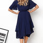 Round Neck Flared Sleeves Navy Prom Dress  cg8525