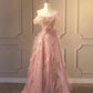 A Line Pink Long Party Dress Glam Prom Dress Formal Gown      cg25279