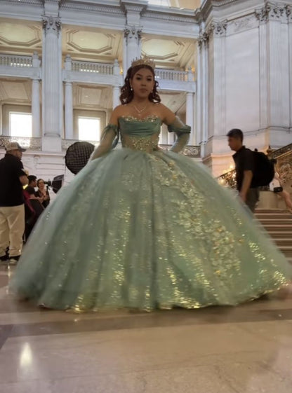 Ball Gown Sage Green Quinceanera Dress      cg25301