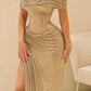 Off the Shoulder Sleeveless Long Mermaid Prom Dress With Split cg26125