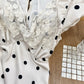 Lace Patchwork Satin Polka Dot A-Line Maxi Dress for Women Elegant Chic Birthday Party Outfit Evening Dress    cg25820