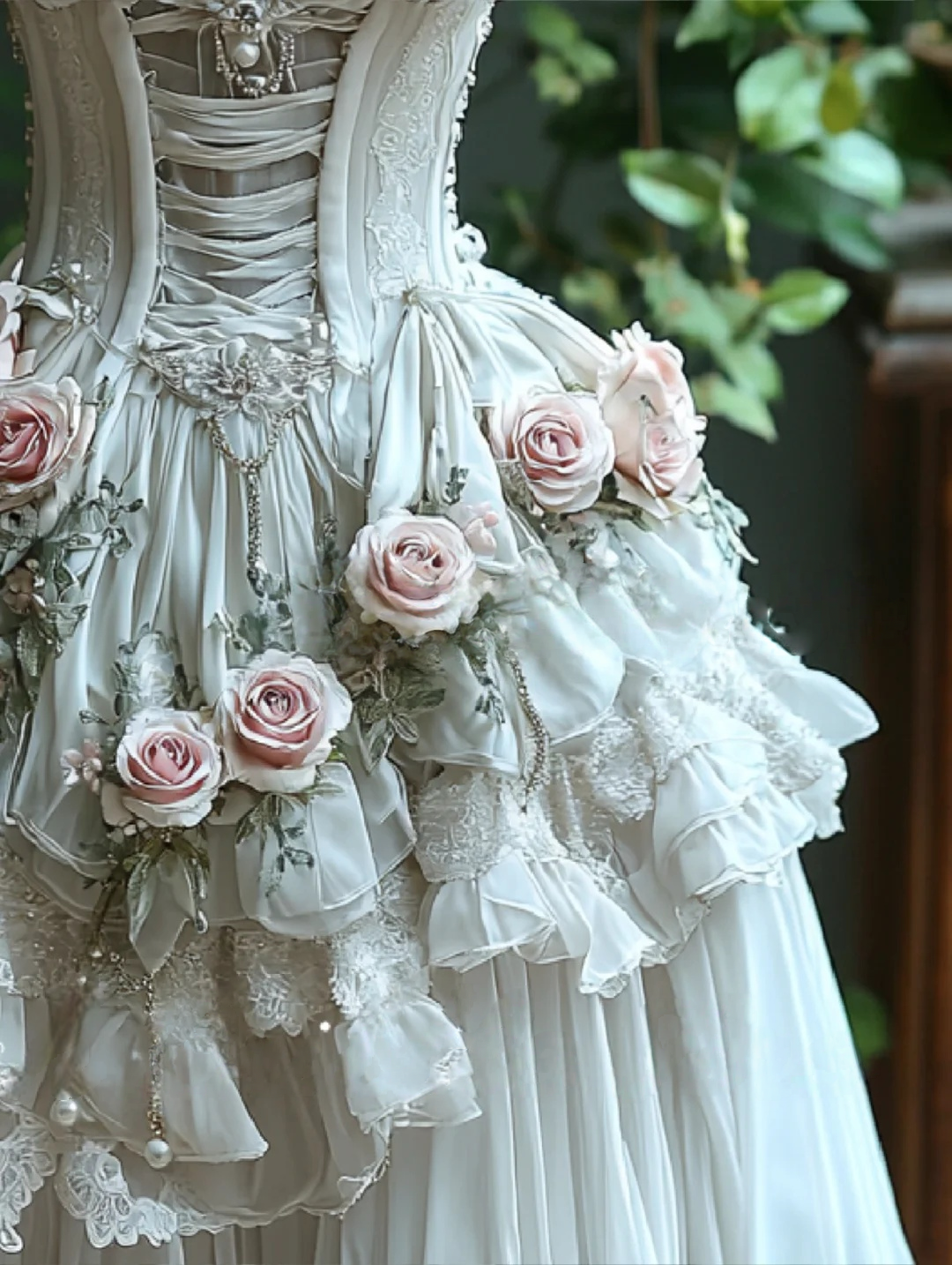 Chiffon Flowers Wedding Dress Sweetheart Dreamy Wedding Gown cg26287