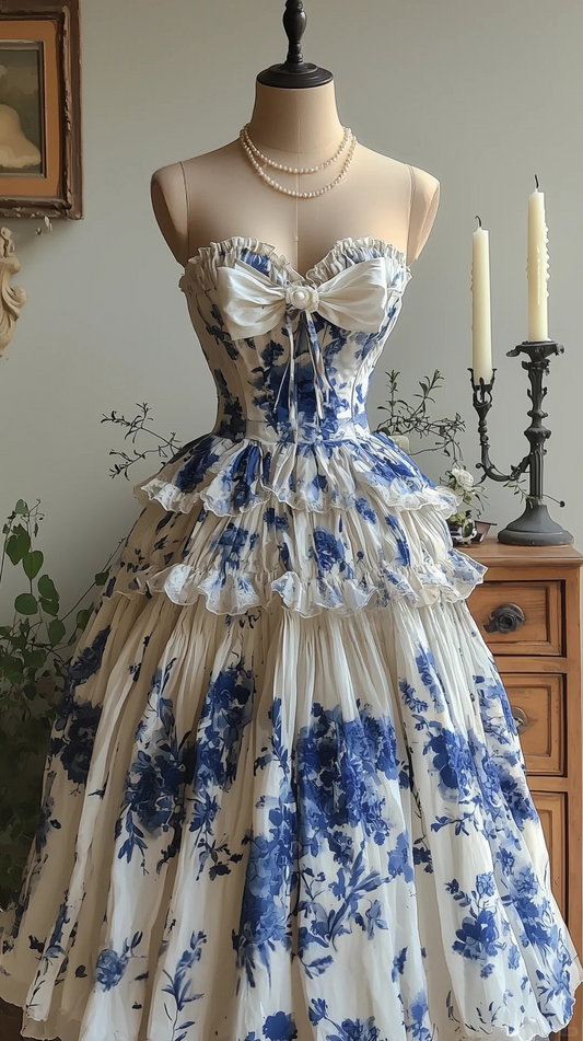 Blue Flora Chiffon Prom Party Dress Evening Dress Birthday Dress  cg26293