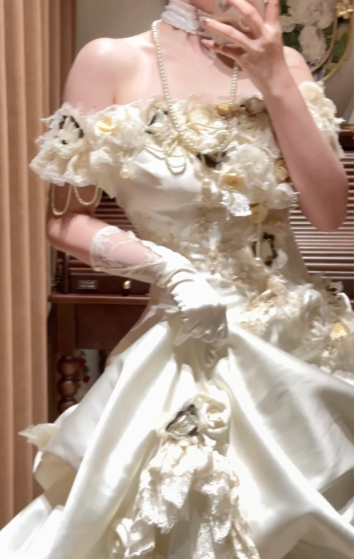 Off The Shoulder Satin Prom Party Dress With Flowers Evening Dress Birthday Dress cg26253