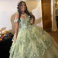 A Line Green Off Shoulder Quinceanera Dress Lace Appliques Sweet 16 15 Ball Gown   cg25906