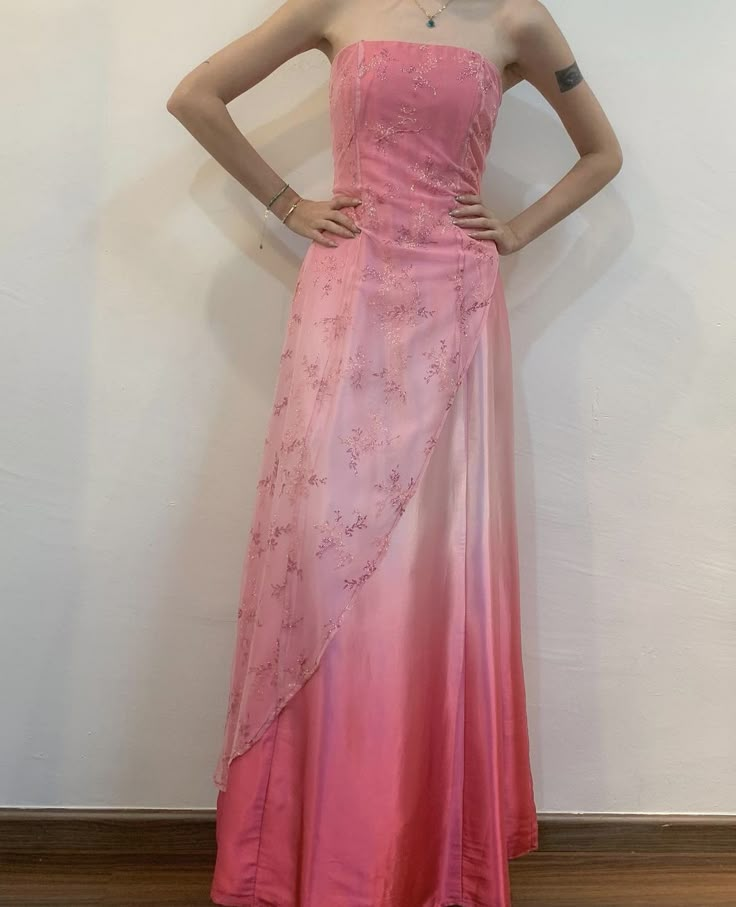 Elegant Ombre Pink Long Prom Dress, Vintage Evening Dress    cg25402