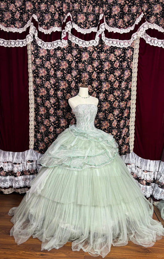 A Line Green Quinceanera Dress Ball Gown Sweet Dresses for 15 16 Years    cg25795