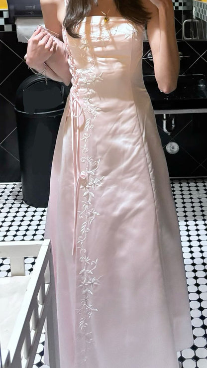 Pretty Spaghetti Straps Pink Evening Dress Long Prom Dresses    cg25450