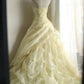 A Line Yellow Princess Dress Wedding Dress Sleeveless Long Evening Dress   cg25931