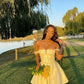 Yellow A Line Party Dress Short Prom Dresses Homecoming Gowns      cg25613
