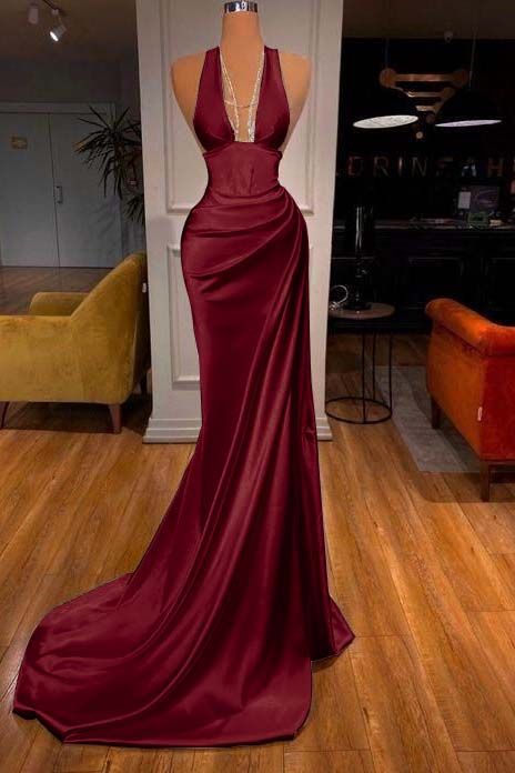 V-Neck Mermaid Prom Dress Elegant Evening Party Dress  cg25384