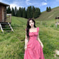 A Line Long Pink Prom Party Dresses Unique Evening Dress   cg26055