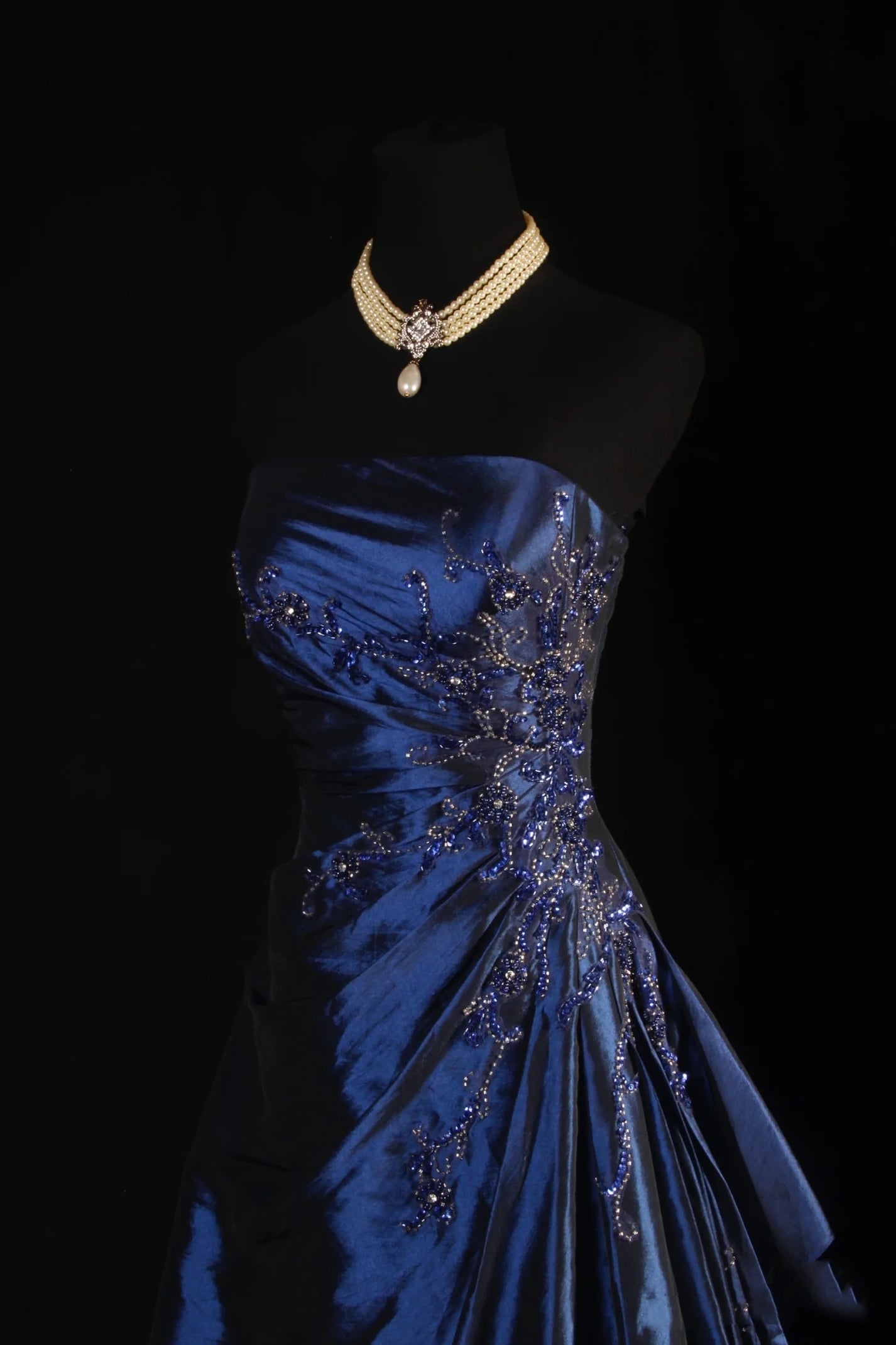 Pretty A Line Sleeveless Navy Blue Long Prom Dress Evening Dress cg252