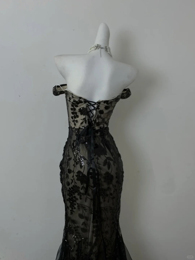 Elegant Strapless Mermaid Black Evening Dress for Prom, Formal Occasions, and Galas