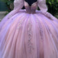 Elegant Ball Gown Off Shoulder Long Lantern Sleeves Appliques Tulle Princess Gown Quinceanera Dress for Sweet 16    cg25641