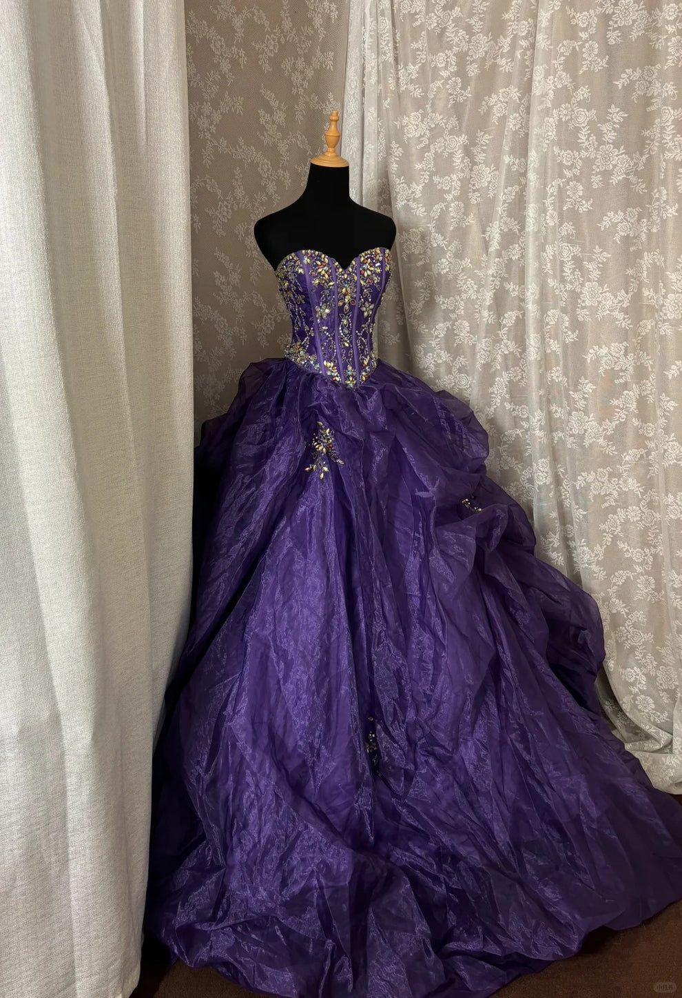 Retro Purple Strapless A-Line Chiffon Evening Ball Gowns Quinceanera Dresses, DP5587 main image 0