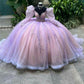 Elegant Ball Gown Off Shoulder Long Lantern Sleeves Appliques Tulle Princess Gown Quinceanera Dress for Sweet 16    cg25641