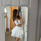 White A-Line Two Piece Homecoming Dress Short Prom Dress Party Dress    cg25977