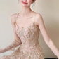 Sparkle Appliques Sheath Prom Dresses Tassel Night Dance Dress cg26085