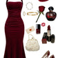 Elegant Burgundy Velvet Long Prom Dress, Vintage Evening Dress    cg25406