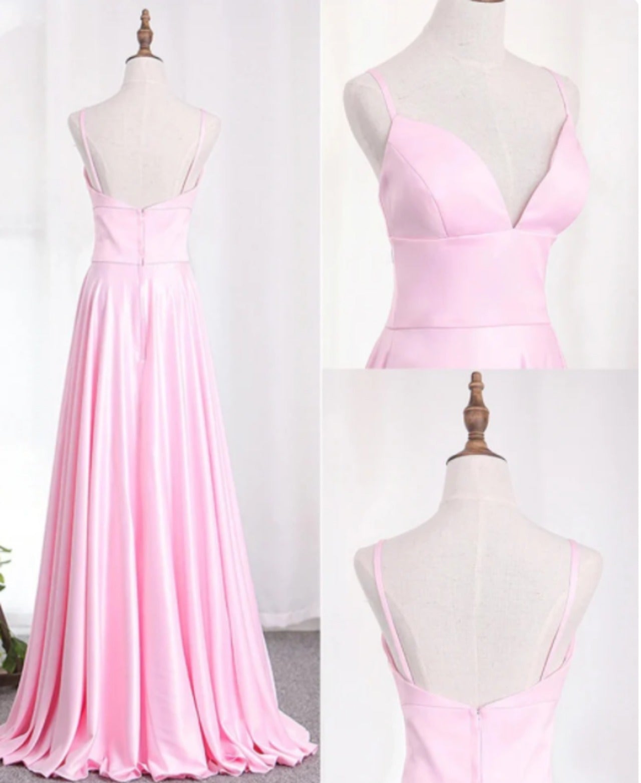 Charming Deep V Neck Straps Floor Length Prom Dresses  cg6176