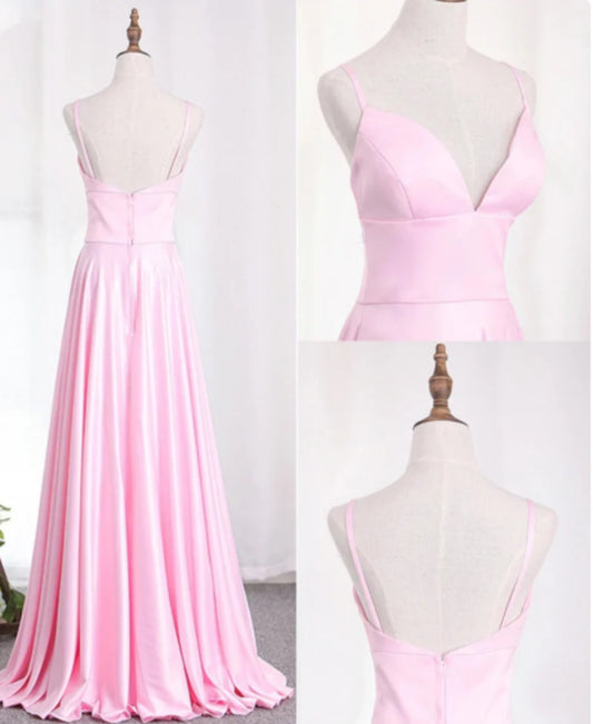 Charming Deep V Neck Straps Floor Length Prom Dresses  cg6176