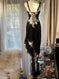 Vintage Black Lace Sleeveless Party Dress S