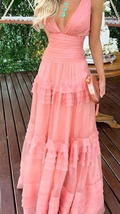 V-Neck Floor-Length Layered Dress Sweet Dress Long Prom Dress  cg8980