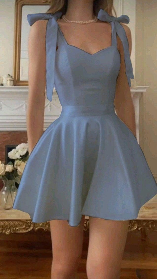 A Line Blue Short Simple Party Dress Homecoming Dress     cg25658