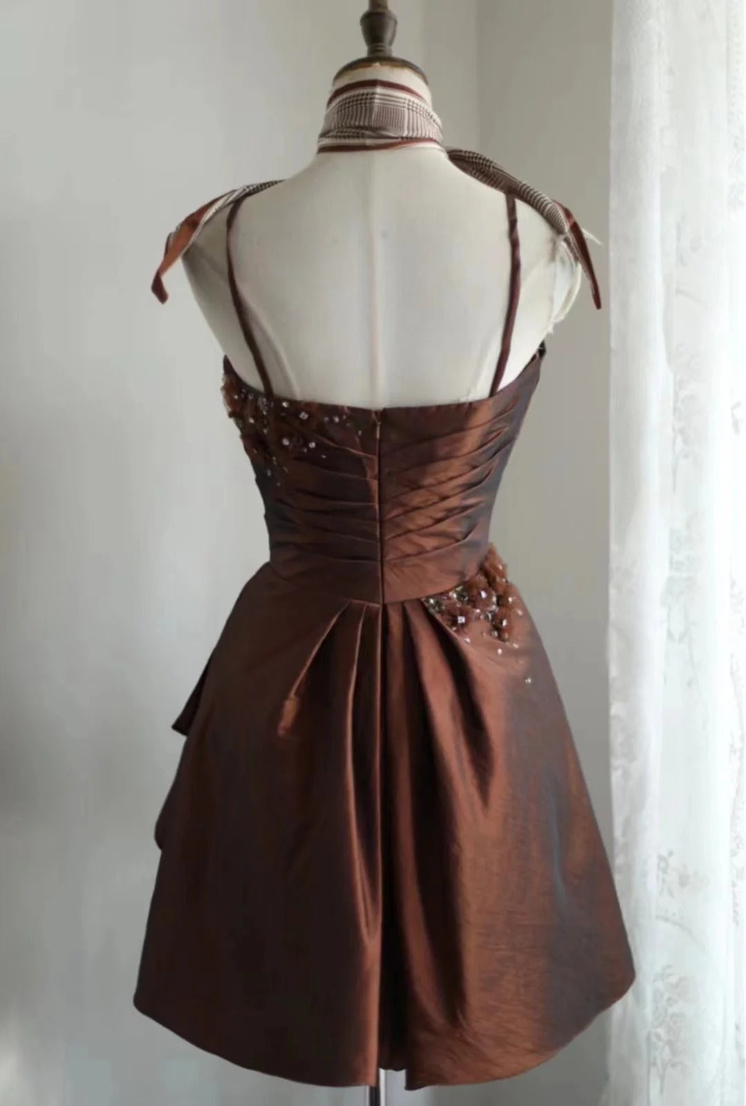 A Line Brown Short Party Dress Cocktail Dresses Homecoming Dress     cg25704