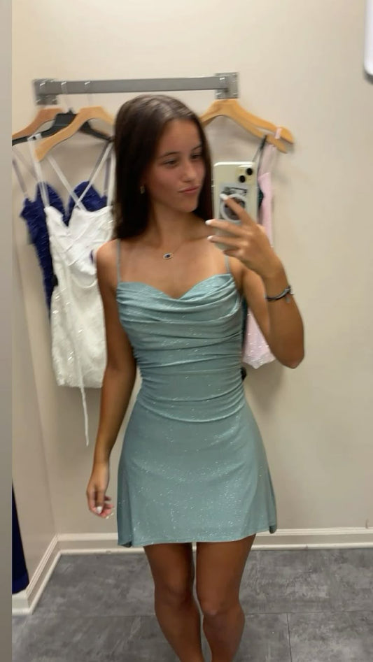 Spaghetti Straps Short Shinny Party Dress Homecoming Dress     cg25661