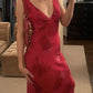 Elegant V-Neck Rose Print Dress Women Sleeveless Evening Party Vintage Evening Dress  cg25380