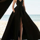 Black Prom Dress With Slit  , sexy prom dress cg403