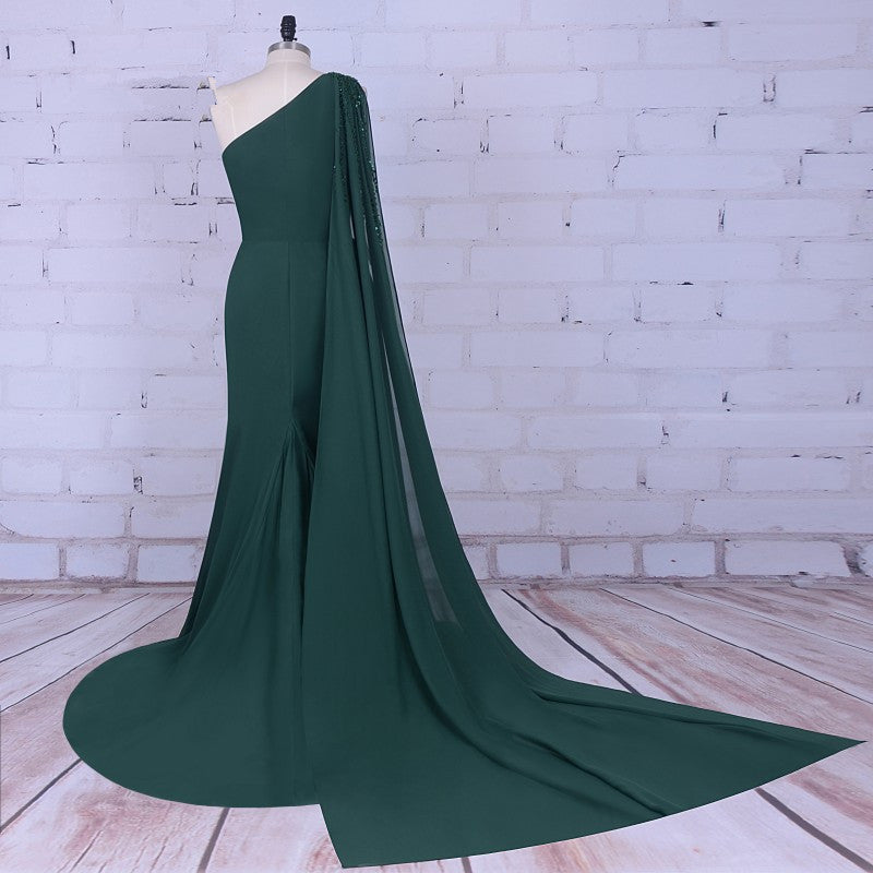 Green Party Long Formal Dress Unique Prom Dress With Beading  cg5780