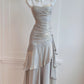 Sliver Grey Satin Straps Long Formal Gown, Cute Long Prom Dress      cg25173