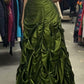 A Line Green Elegant Long Prom Dress, Vintage Evening Dress    cg25407