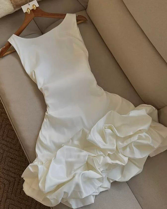 Elegant White Summer Dress for Women Retro Sleeveless Short Party Dress Cocktail Dresses Homecoming Dress     cg25853
