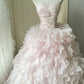 A Line Pink Prom Party Dresses Unique Long Evening Dress Vintage Princess Dress   cg25983