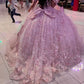 A Line Pink Off Shoulder Quinceanera Dress Lace Appliques Sweet 16 15 Ball Gown   cg25908