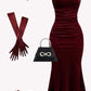 Elegant Burgundy Velvet Long Prom Dress, Vintage Evening Dress    cg25406