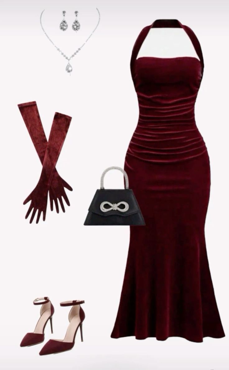 Elegant Burgundy Velvet Long Prom Dress, Vintage Evening Dress    cg25406