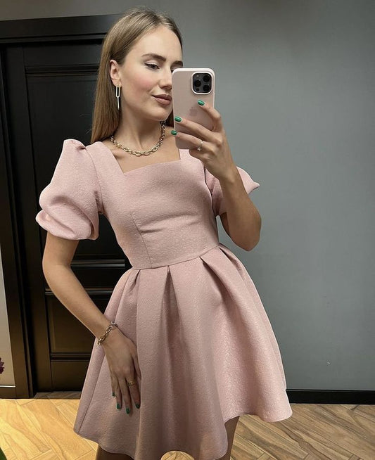 A Line Pink Short Party Dress Cocktail Dresses Homecoming Dress     cg25870