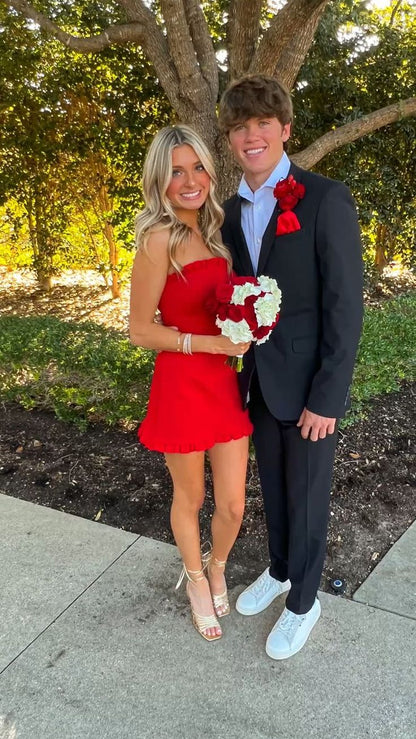 Red Strapless Short Homecoming Dress,Birthday Party Dress cg25067 – classygown Red Strapless Short Homecoming Dress,Birthday Party Dress cg25067 – classygown